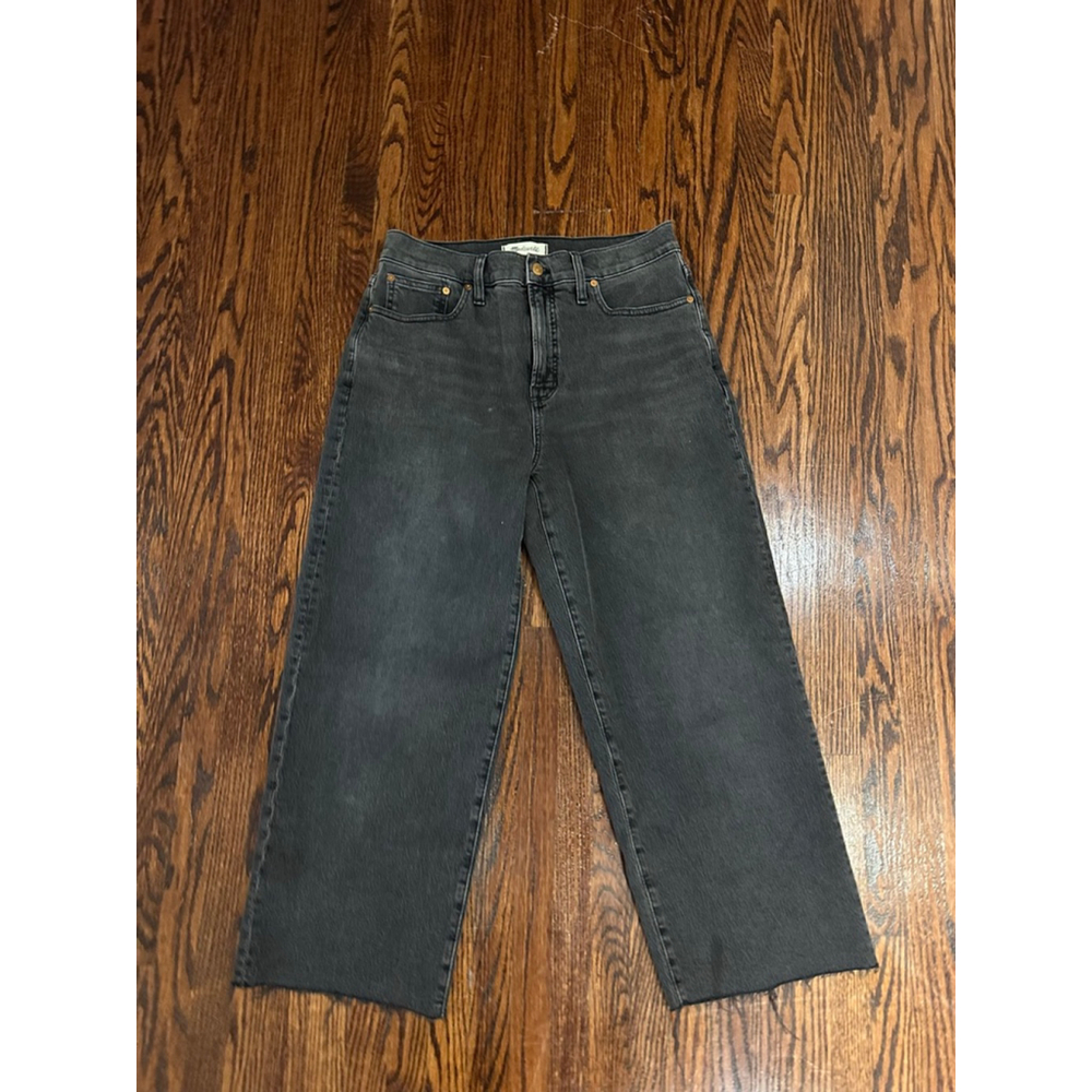 Madewell High-Rise Perfect Vintage Wide Leg Cropped Jeans in Washed Black